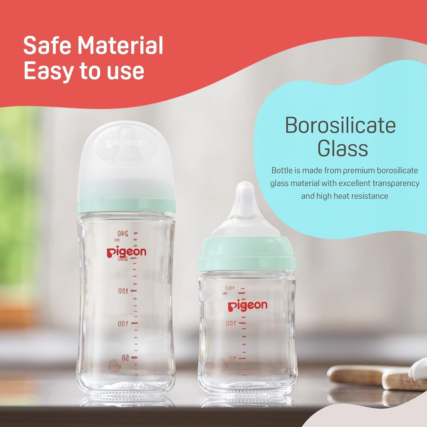 Pigeon Glass Nursing Bottle 160 ml - Authorized Seller in US - Pack of 3